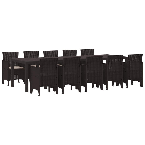Garten Essgruppe Poly Rattan Braun 11-teilig
