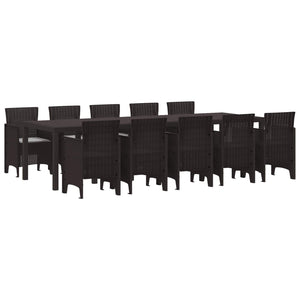 11-teilige Garten Essgruppe Poly Rattan Braun/Hellgrau