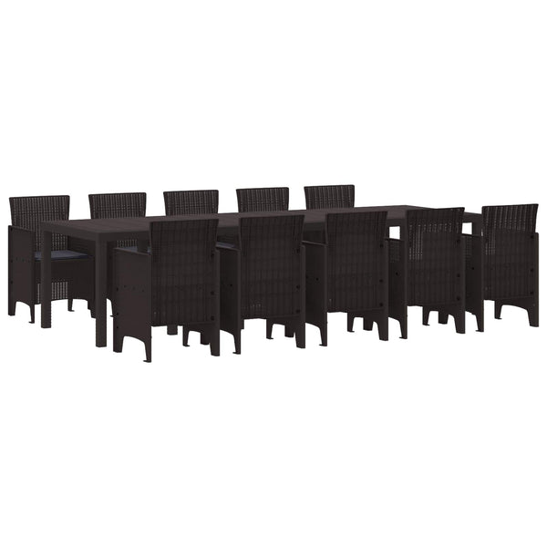 Rattan Garten Essgruppe 11-teilig Braun Anthrazit