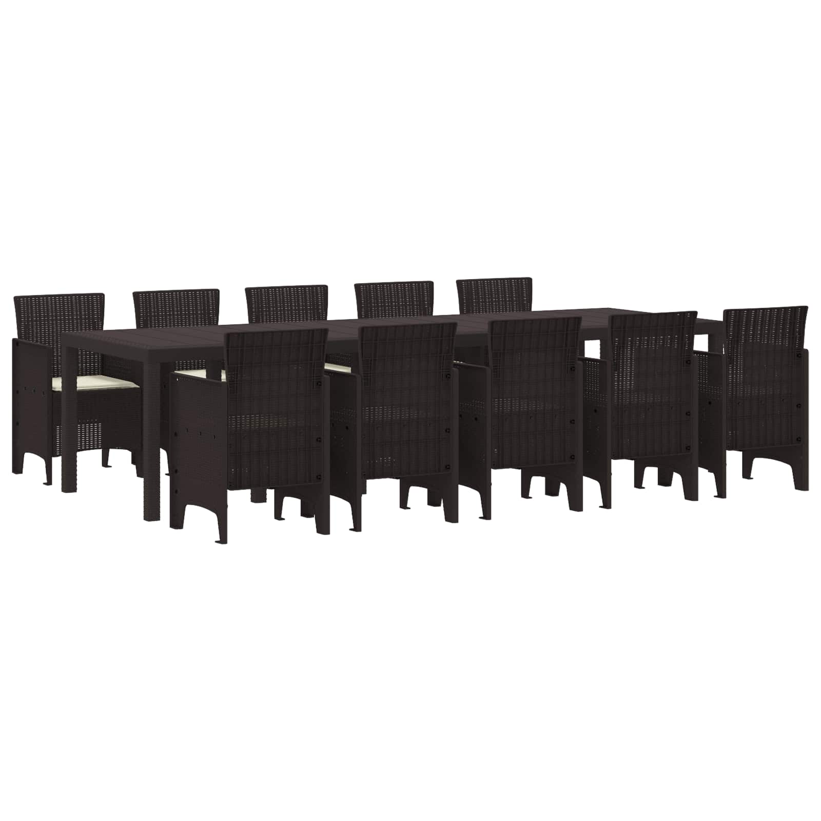 Garten Essgruppe 11-teilig Braun Creme Rattan