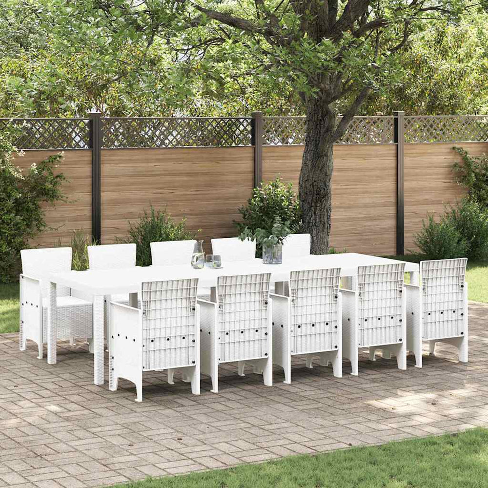 vidaXL Salon de jardin 11 pcs en rotin et acier blanc