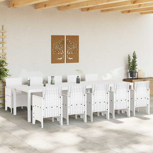 Garten Essgruppe 11-teilig Weiß Rattan