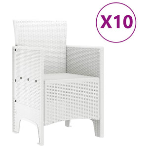 Garten Essgruppe 11-teilig Weiß Rattan