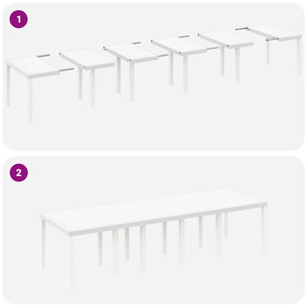 Garten Essgruppe 11-teilig Weiß Rattan