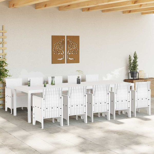 11-teilige Garten Essgruppe Weiß Taupe Rattan