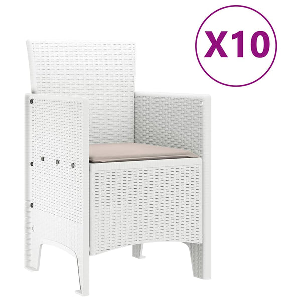 11-teilige Garten Essgruppe Weiß Taupe Rattan