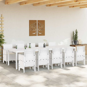 Garten Essgruppe 11-teilig Weiß Poly-Rattan