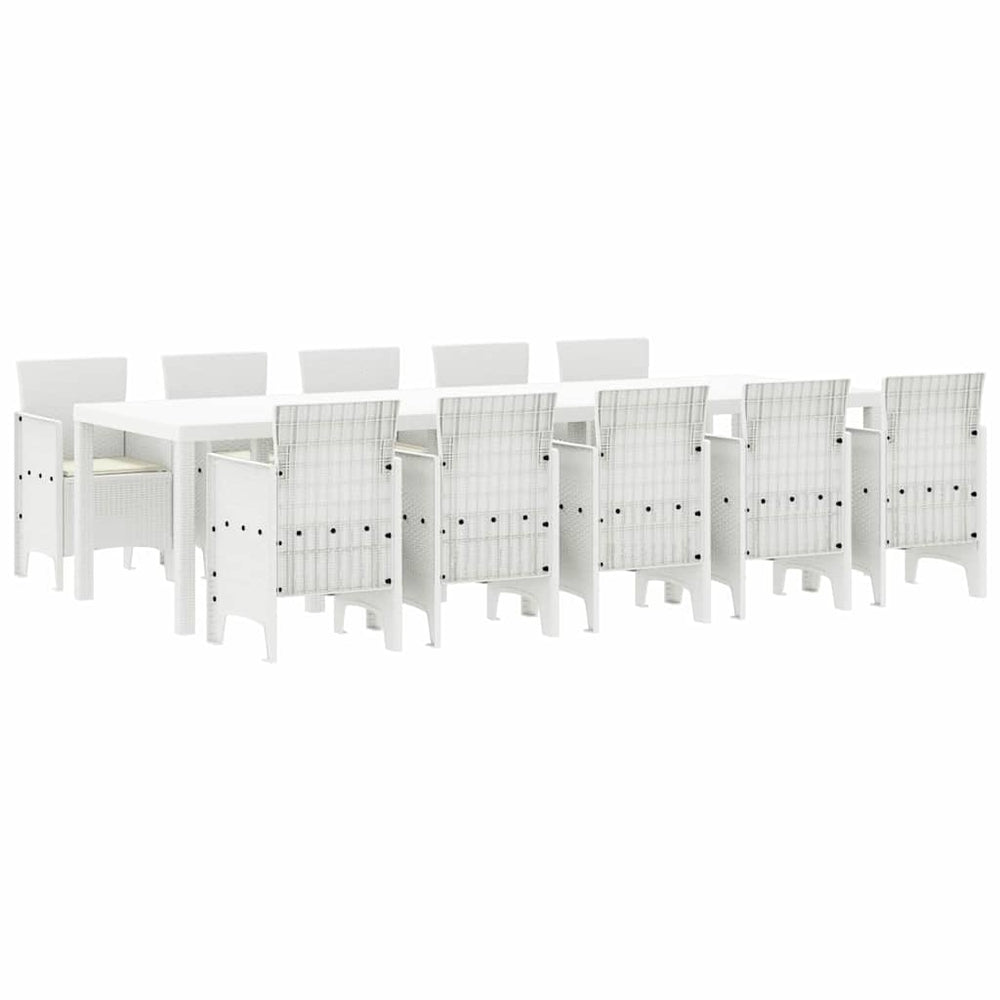 vidaXL Salon de jardin avec coussins 11 pcs blanc résine tressée et acier