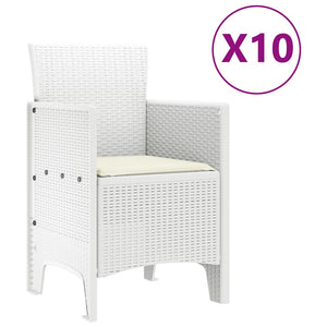 Garten Essgruppe 11-teilig Weiß Poly-Rattan