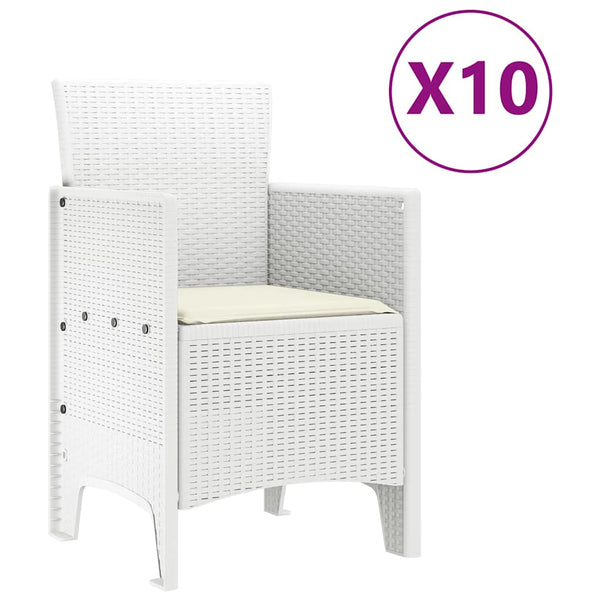 Garten Essgruppe 11-teilig Weiß Poly-Rattan