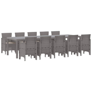 Garten Essgruppe Poly Rattan Hellgrau 11-teilig
