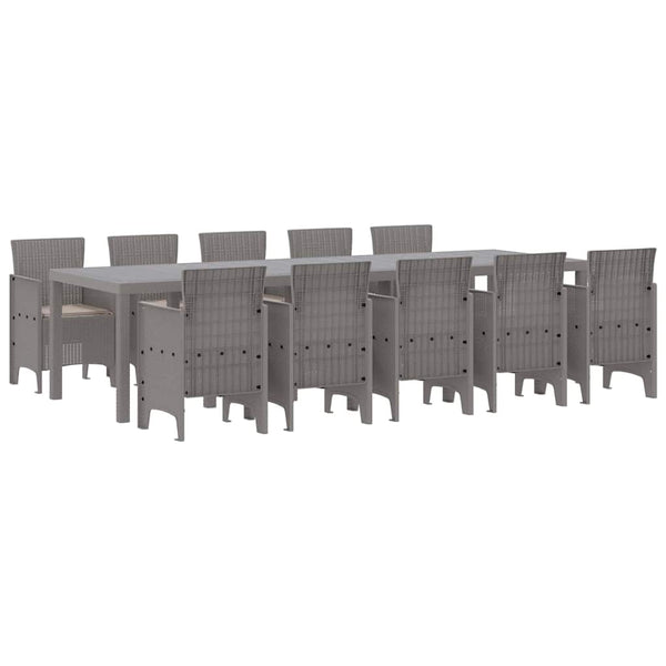 Garten Essgruppe Poly Rattan Hellgrau 11-teilig