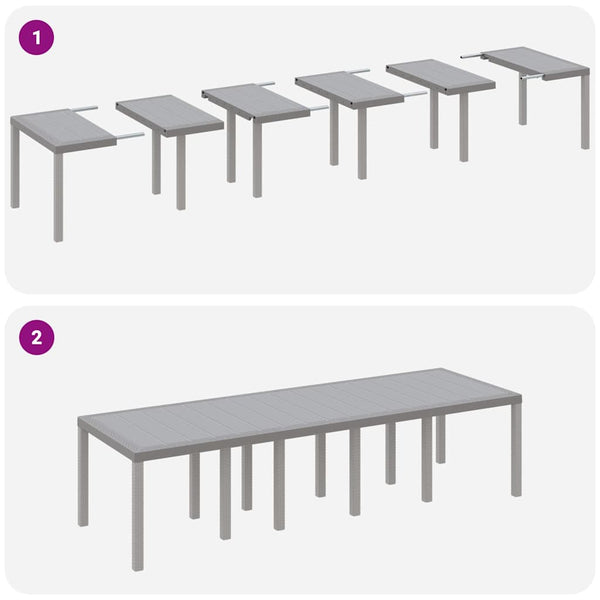 Garten Essgruppe Poly Rattan Hellgrau 11-teilig