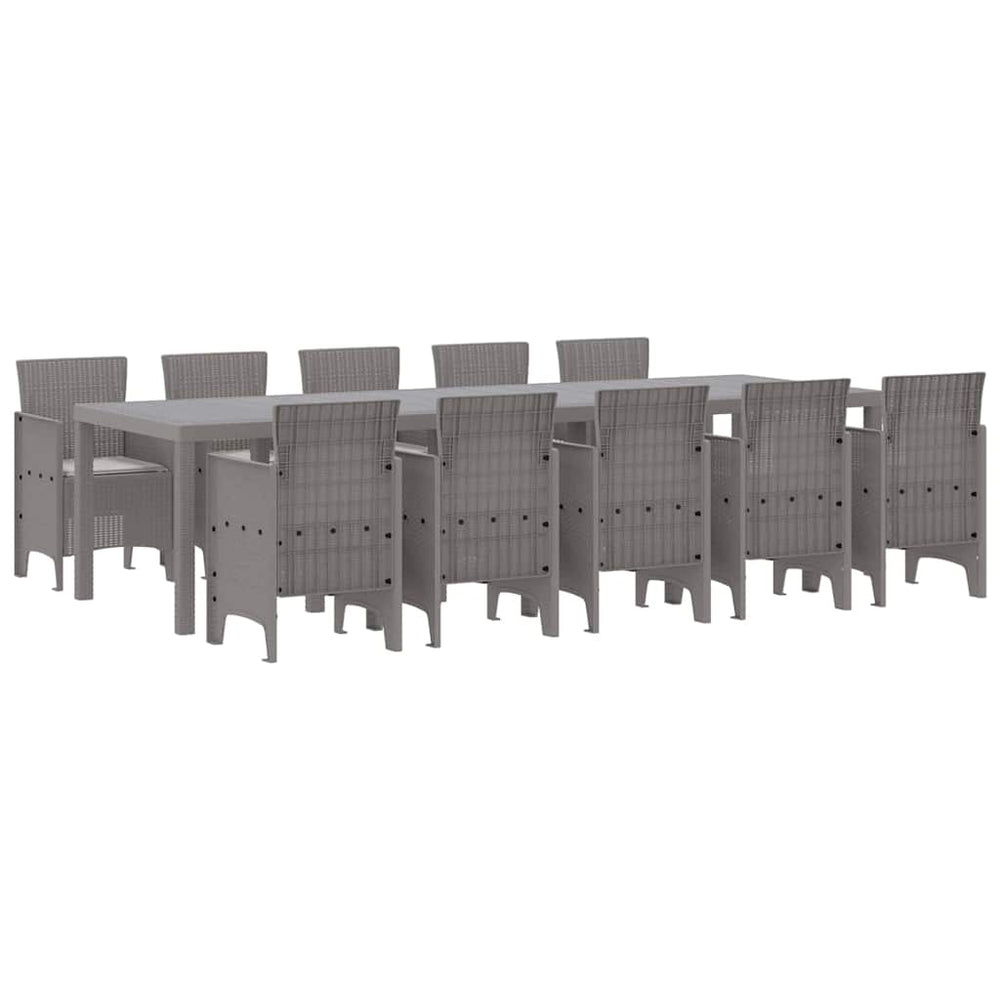 Garten Essgruppe 11-teilig Hellgrau Rattan