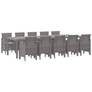 Garten Essgruppe 11-teilig Hellgrau Rattan