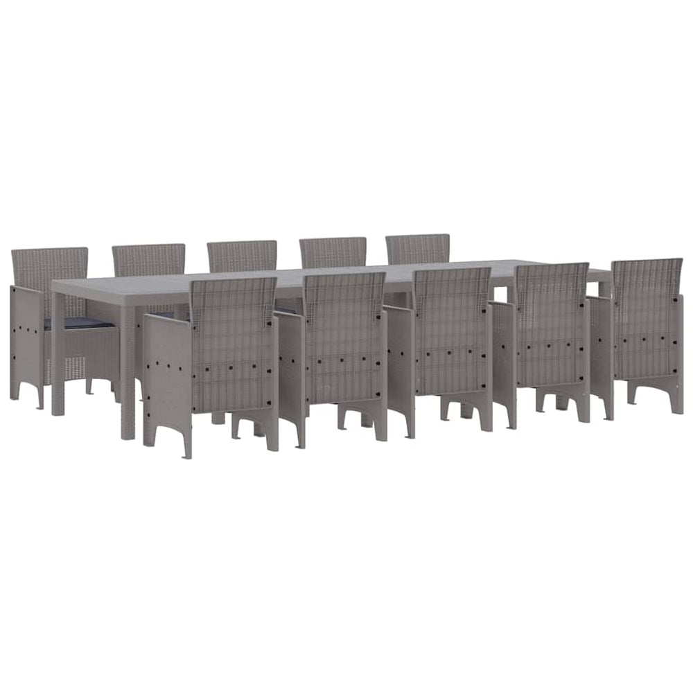 vidaXL Salon de jardin à dîner avec coussins 11 pcs Gris clair et anthracite