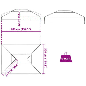 Pavillon Ersatzbezug Transparent PVC 400x300