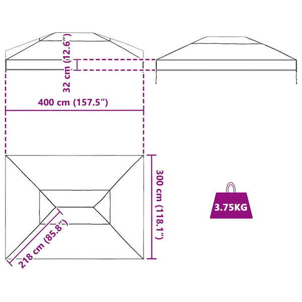 Pavillon Ersatzbezug Transparent PVC 400x300
