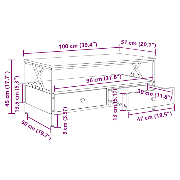 Couchtisch Eiche 100x51 cm