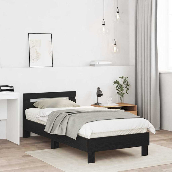 Bettrahmen Schwarz Eichen-Optik 203 cm