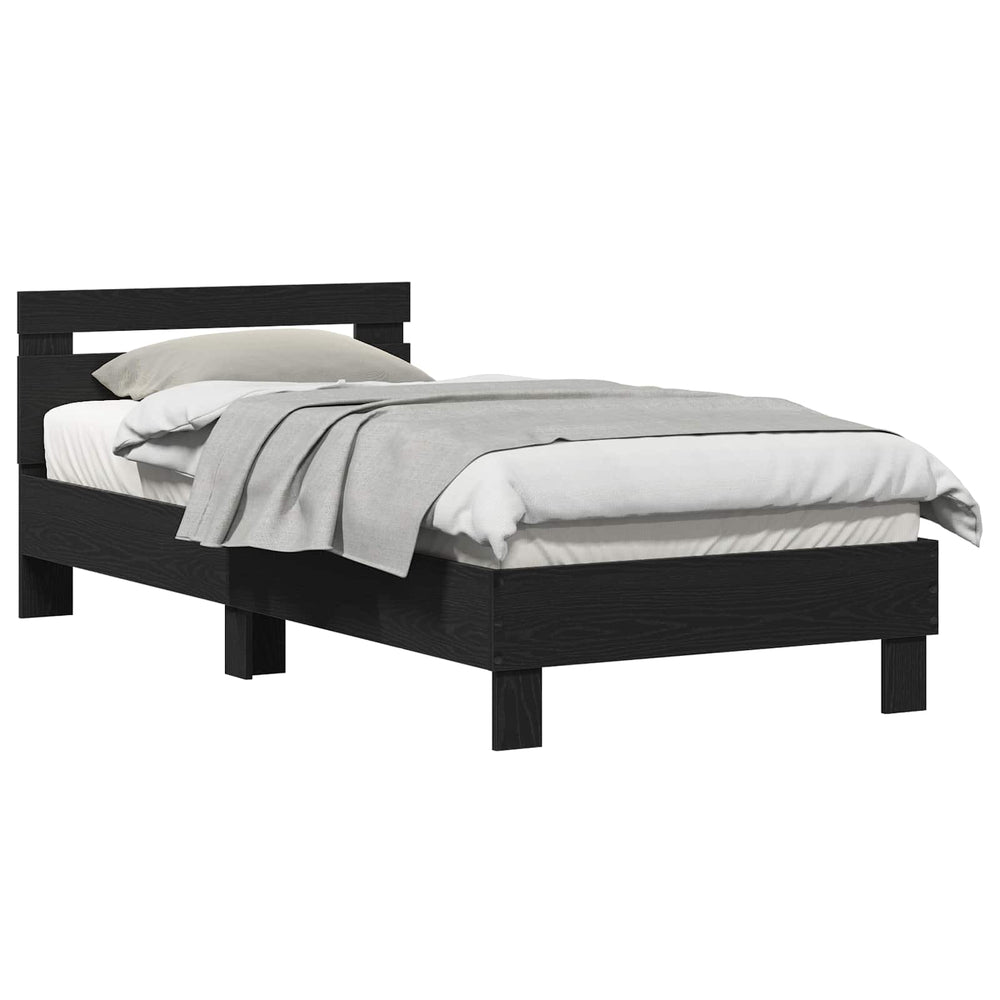 Bettrahmen Schwarz Eichen-Optik 203 cm