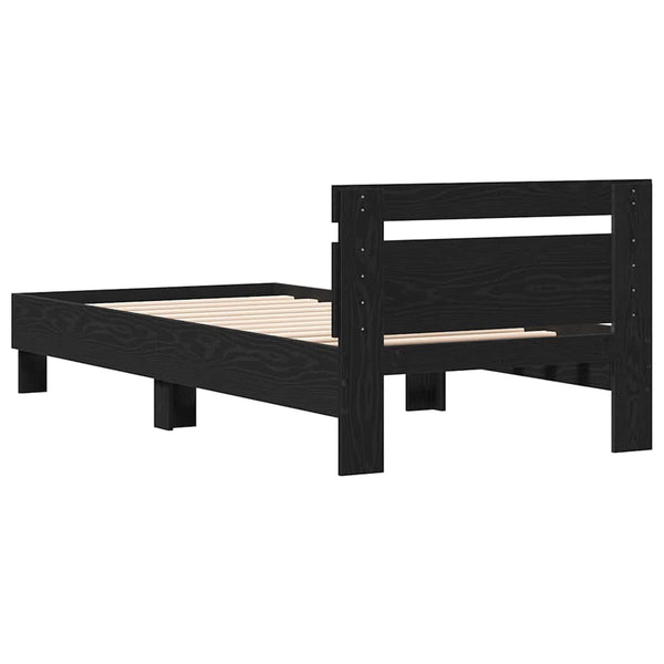 Bettrahmen Schwarz Eichen-Optik 203 cm