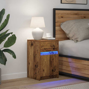 LED Nachttisch Altholz 38x34x61cm