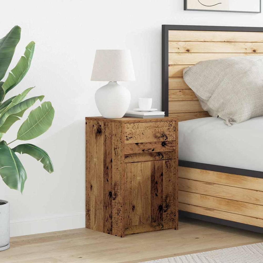 vidaXL LED Bedside Table Reclaimed Wood 38 x 34 x 61 cm Engineered Wood