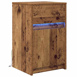 LED Nachttisch Altholz 38x34x61cm