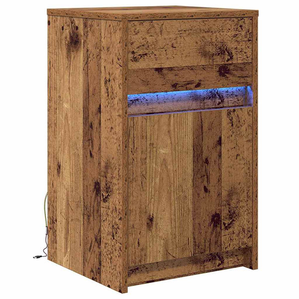 LED Nachttisch Altholz 38x34x61cm