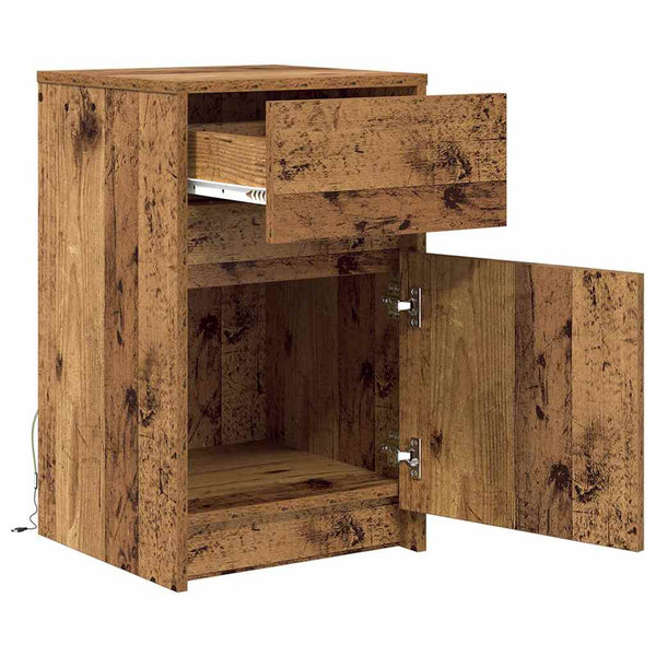 LED Nachttisch Altholz 38x34x61cm