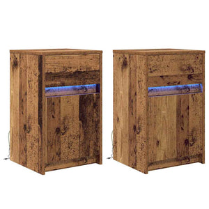 LED Nachttisch 2er Set Altholz