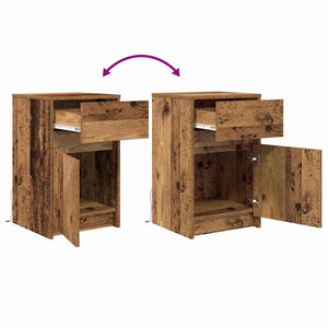 LED Nachttisch 2er Set Altholz
