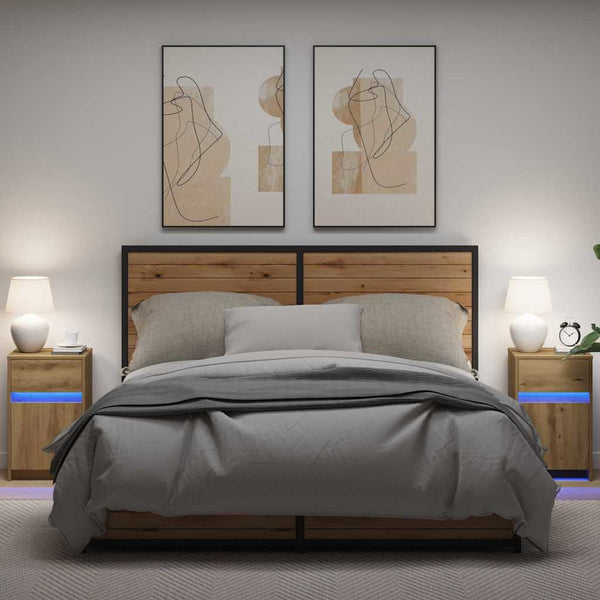 LED Nachttisch 2er-Set Artisan Eiche