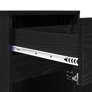 vidaXL Table de chevet LED noir aspect chêne 38 x 34 x 61 cm