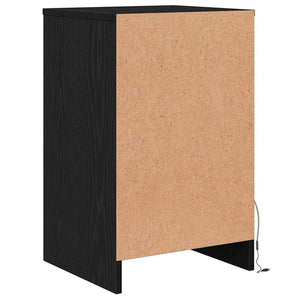 vidaXL Table de chevet LED noir aspect chêne 38 x 34 x 61 cm