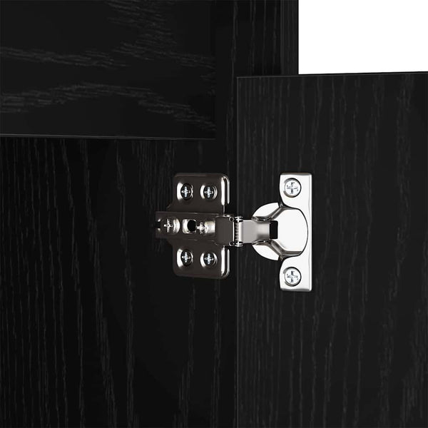 LED Nachttische Schwarz Eichenoptik, 2er-Set