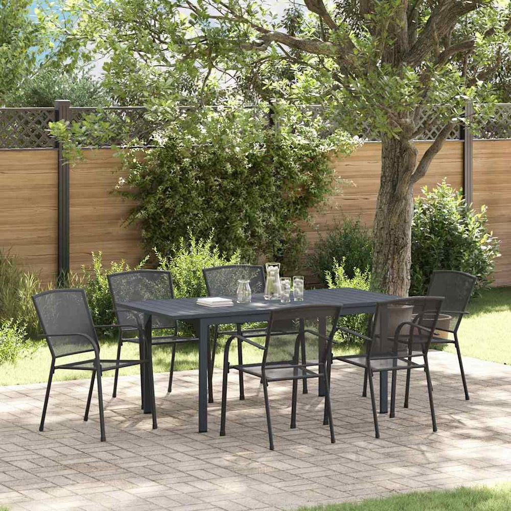 vidaXL Salon de jardin 7 pcs en acier anthracite enduit de poudre