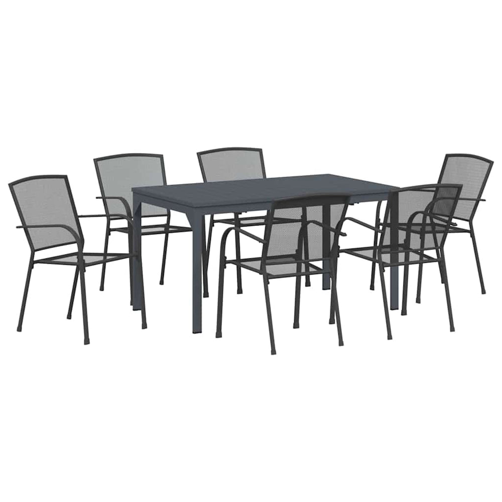 vidaXL Salon de jardin 7 pcs en acier anthracite enduit de poudre