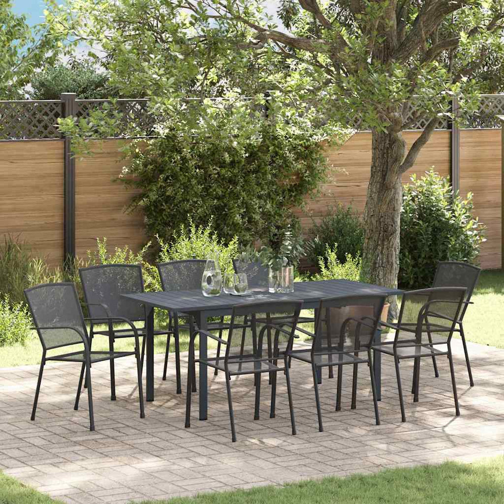 9-teilige Garten Essgruppe Anthrazit