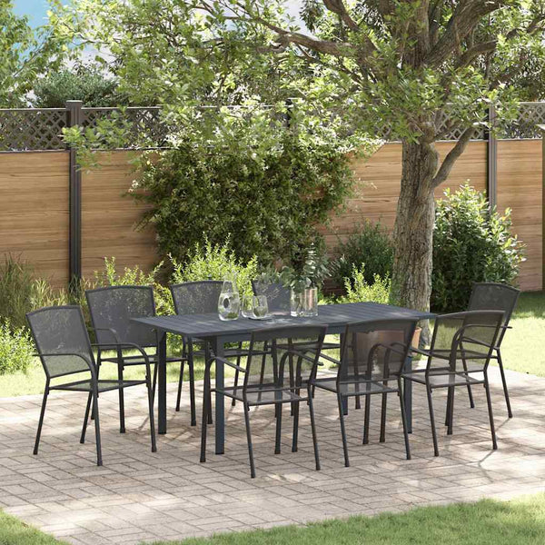 9-teilige Garten Essgruppe Anthrazit