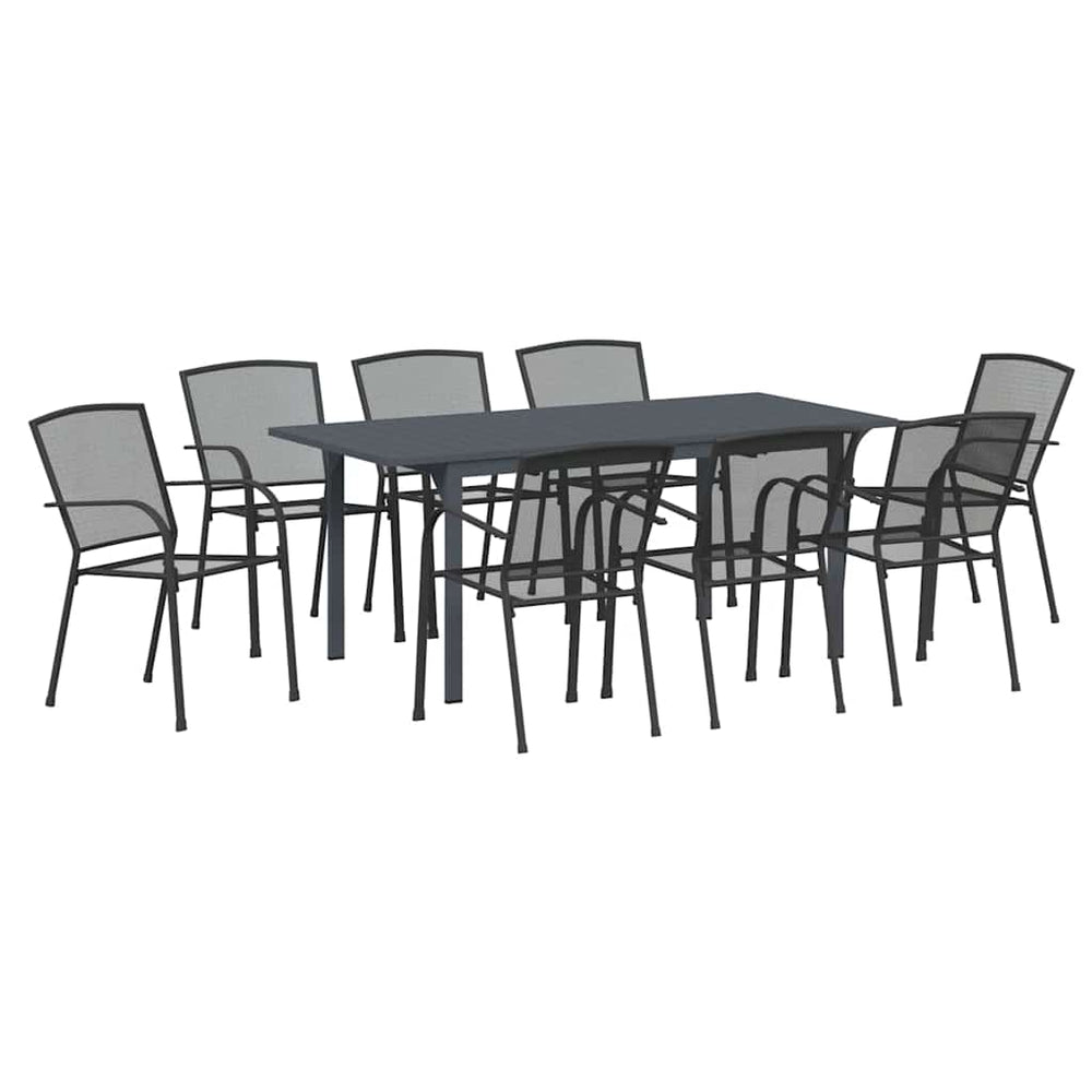 9-teilige Garten Essgruppe Anthrazit