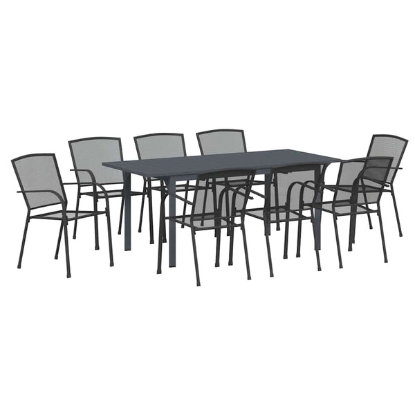 9-teilige Garten Essgruppe Anthrazit