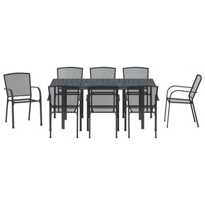 9-teilige Garten Essgruppe Anthrazit
