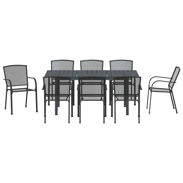 9-teilige Garten Essgruppe Anthrazit