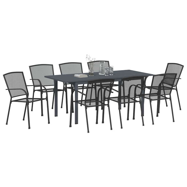 9-teilige Garten Essgruppe Anthrazit