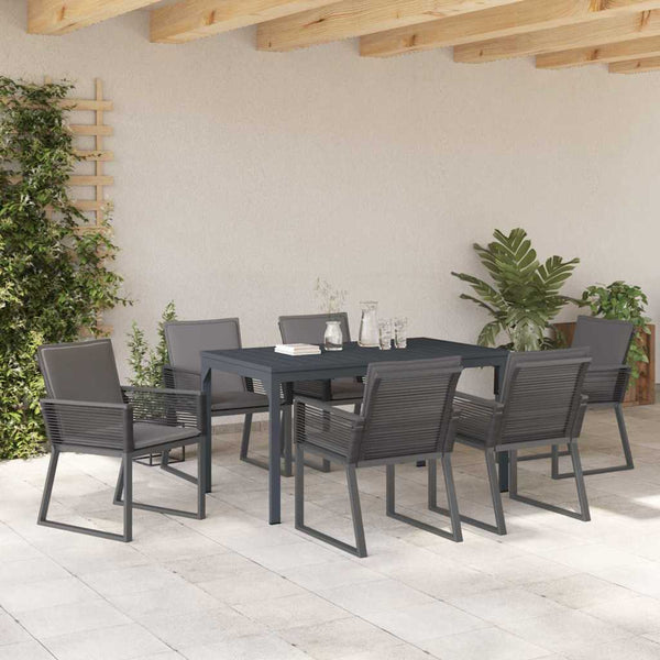 Anthrazit Poly Rattan Garten Essgruppe 7-teilig
