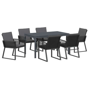 Anthrazit Poly Rattan Garten Essgruppe 7-teilig