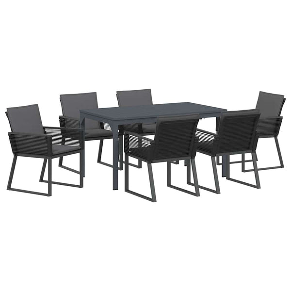 Anthrazit Poly Rattan Garten Essgruppe 7-teilig