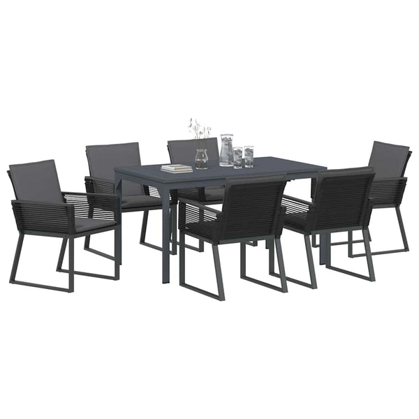 Anthrazit Poly Rattan Garten Essgruppe 7-teilig